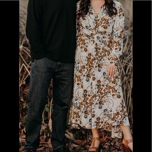 Free People fall floral print long sleeve dress